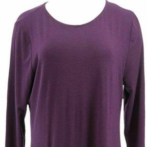 NWT H BY HALSTON HI-LOW KNIT PLUM TUNIC XS